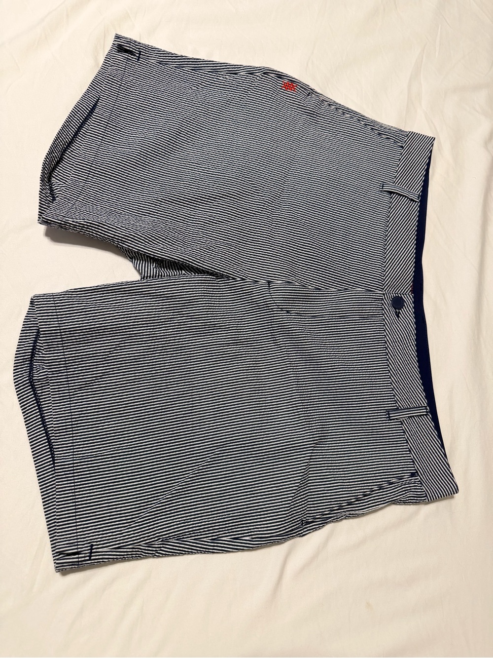 RHONE Men's Navy and White Striped Hybrid Shorts